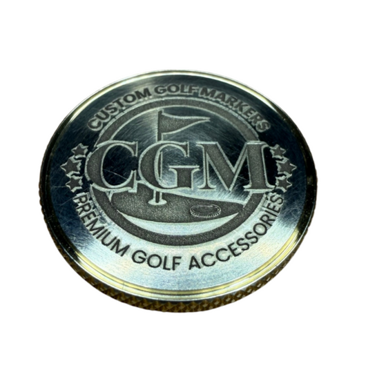Fully Customizable (2 sides) Brass Knurled Edge Custom Engraved Ball Marker (32mm x 3mm)