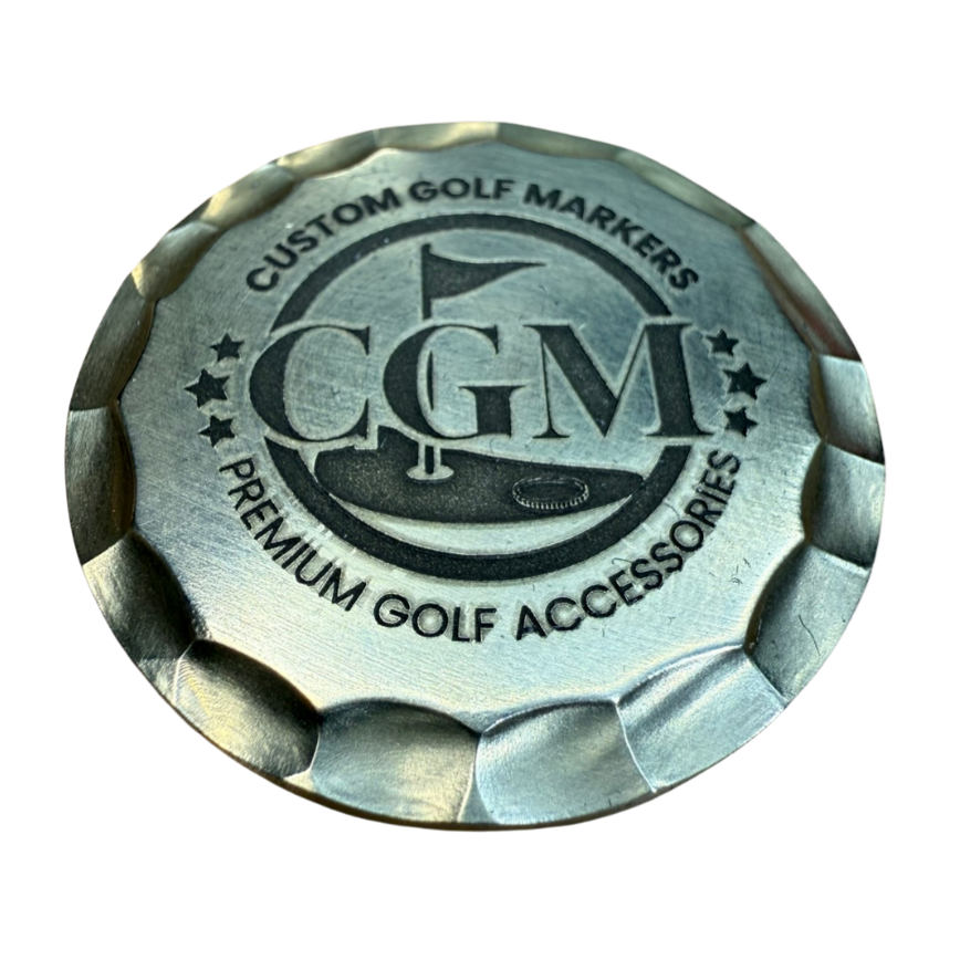 Fully Customizable (2 sides) Brass Hammered Edge Ball Marker (40mm x 4mm)